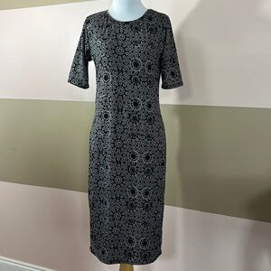 LuLaRoe Flower Print Black White grey Dress